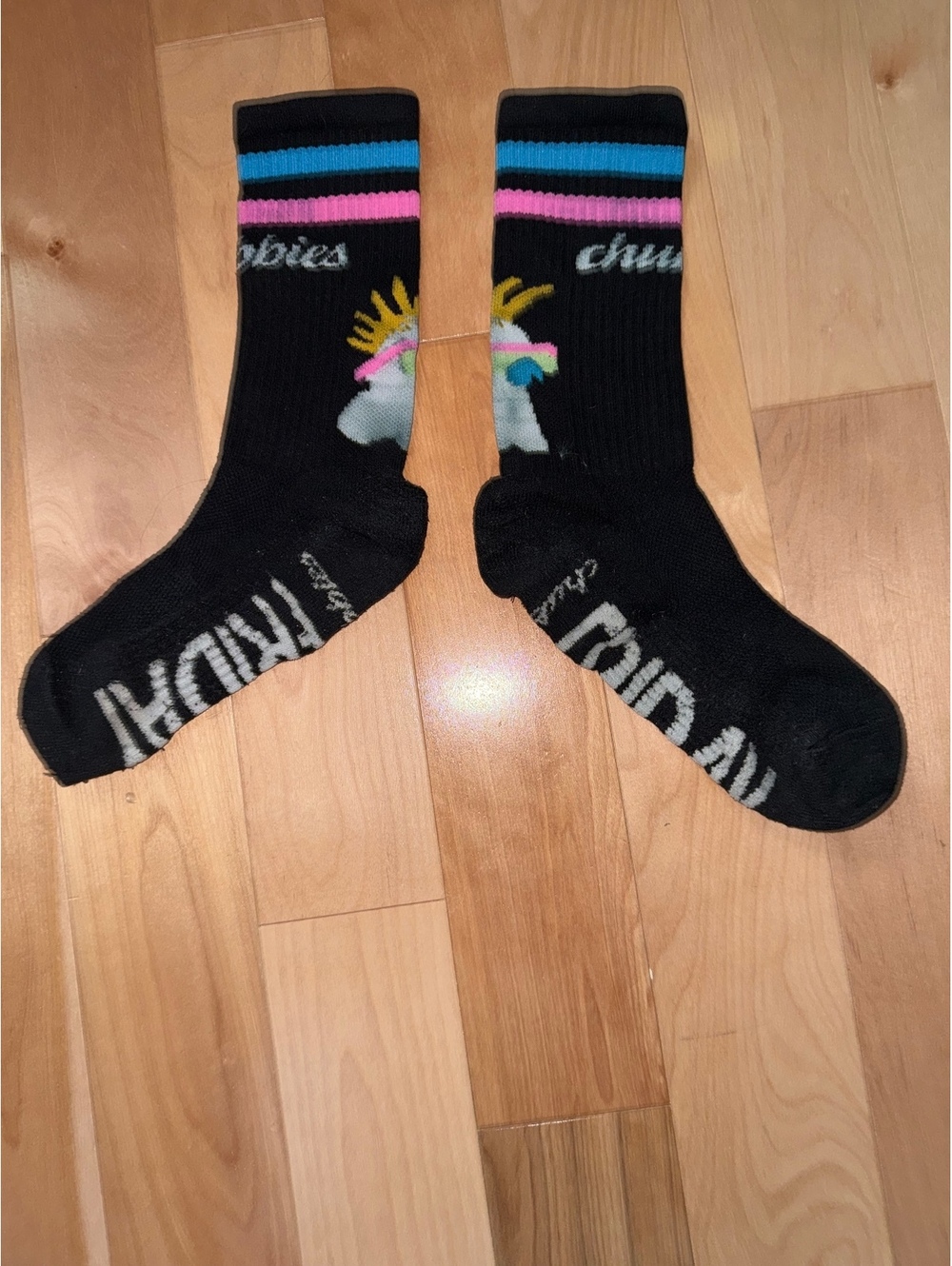 Chubbies Crew Socks Stripes Unicorn Design
